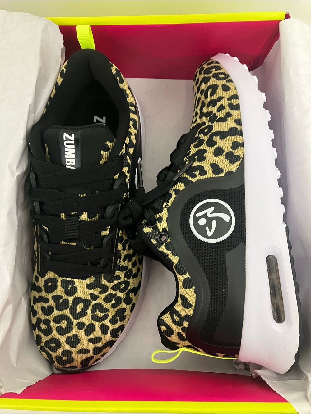 Zumba Fitness Leopard Print Women's Athletic Sneakers - Black & Tan